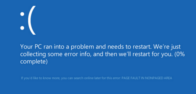 page fault in nonpaged area windows 10 как исправить
