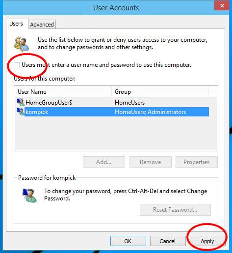как на windows 10 отключить пароль