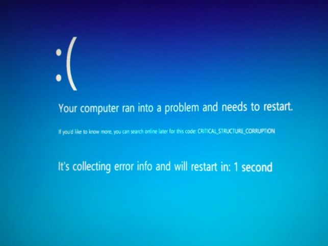 critical structure corruption windows 10 как исправить
