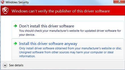 как отключить проверку цифровой подписи драйвера в windows 7