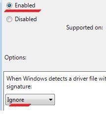 как отключить проверку цифровой подписи драйвера в windows 7