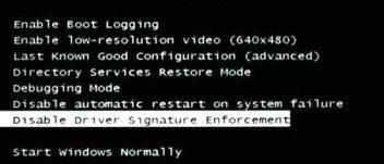как отключить проверку цифровой подписи драйвера в windows 7