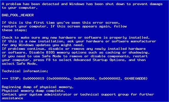 0x00000019 windows 7 как исправить