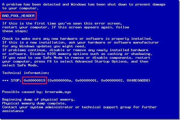 0x00000019 windows 7 как исправить