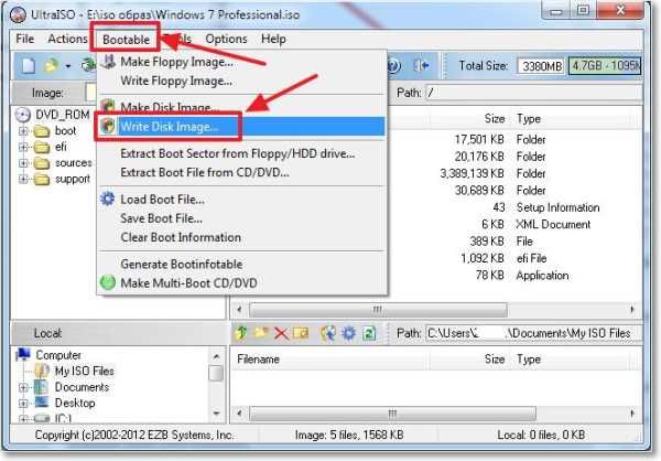 ultraiso как создать загрузочную флешку windows 7