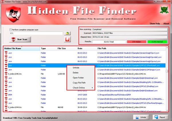 как найти скрытую папку на компьютере windows 7