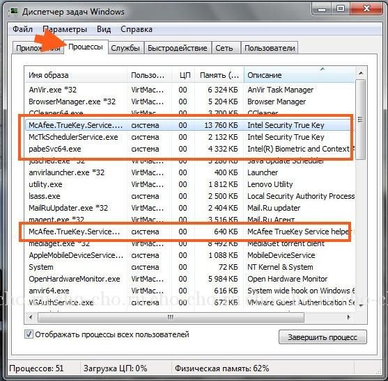 как удалить true key с компьютера windows 7