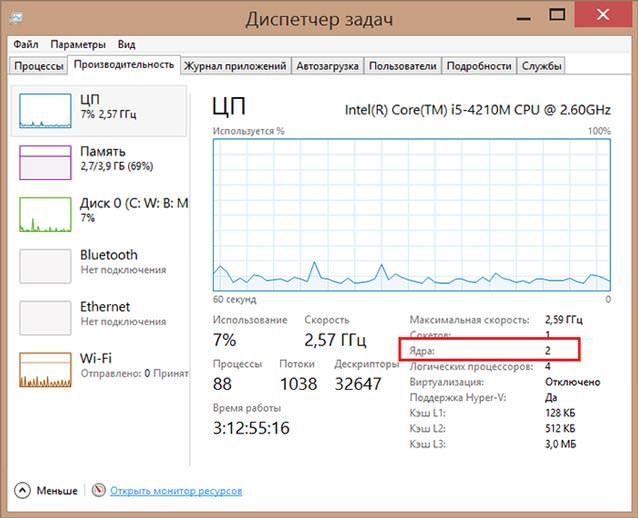 как узнать сколько ядер на компьютере windows 7